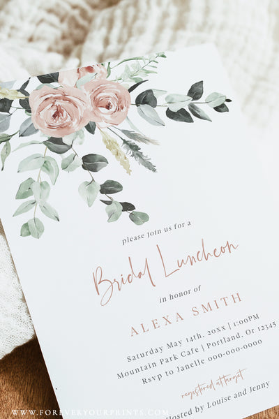 Bridal Luncheon Invitation Floral | Forever Your Prints