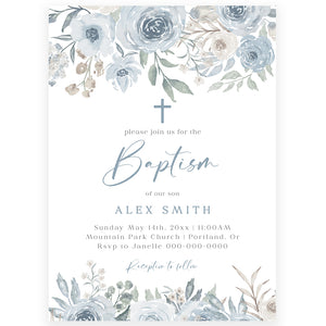 Baby Boy Baptism Invitation