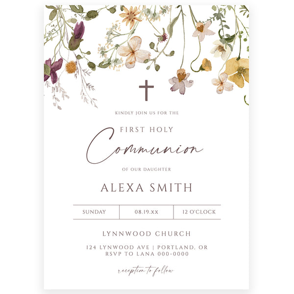 Wildflower First Communion Invitation | Forever Your Prints